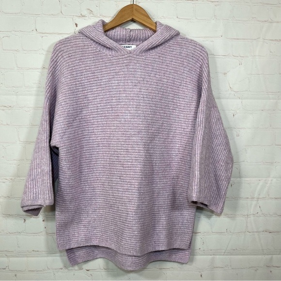 Old Navy Sweaters - Old Navy Sweater Womens Small Medium Purple Ribbed 3/4 Sleeve Hoodie Sweater